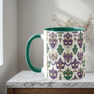 Ornamentale Mardi-Gras-Maske Dekorative Fleur-de-L Tasse