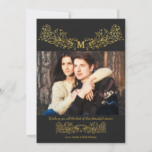 Ornamentale Monogramm-Feiertagsfotokarte Feiertagskarte