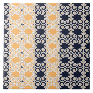 Ornamentale, Reben, Linien, Muster, marineblau, Oc Fliese