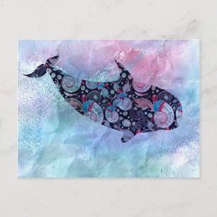 Ornamentale Silhouette Wal Postkarte