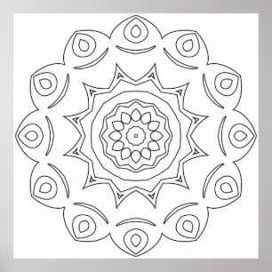 Ornamentale Stern-Mandala mit gebogenem Motivrahme Poster