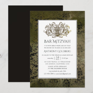 Ornamentale Vintage-Damask-Bar-Mizwa-Feier Einladung