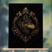 Ornamentaler Goldener Wolf  Acrylschild (Neutral)