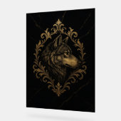 Ornamentaler Goldener Wolf  Acrylschild (Winkel)