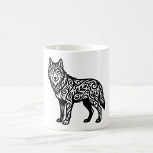 Ornamentaler Stammeswolf mit dekorativen Schwüngen Kaffeetasse