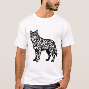 Ornamentaler Stammeswolf mit dekorativen Schwüngen T-Shirt