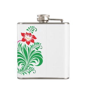 Ornamentales Blumenblumendesign – Elegant Flachmann