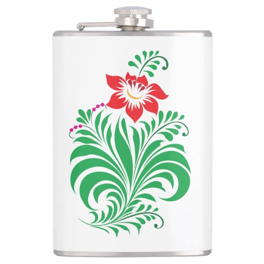 Ornamentales Blumendesign – Elegant Flachmann (Vorderseite)