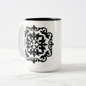 Ornamentales Blumendesign Zweifarbige Tasse (Vorderseite Links)