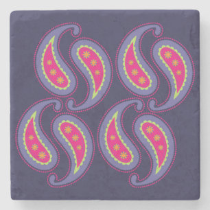 Ornamentales Boho-Blumenmotiv Steinuntersetzer
