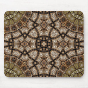 Ornamentales braun-grünes Bleiglas-Mandala Mousepad