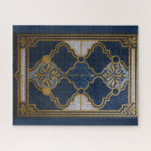 Ornamentales byzantinisches Mosaikmuster Blau Gold Puzzle (Horizontal)