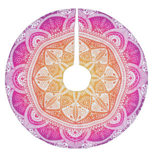 Ornamentales florales Mandala: farbenfrohe Vintage Polyester Weihnachtsbaumdecke