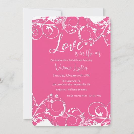 Ornamentales Hot Pink Einladung (Vorderseite)