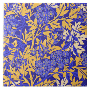 Ornamentales lebhaftes Blau und Goldgelb Fliese