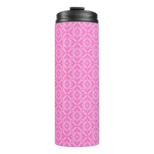 Ornamentales Rosa Damast Brustkrebsbewusstsein Thermosbecher