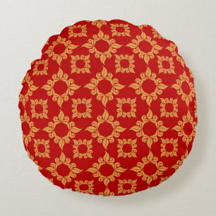 Ornamentales rot-gold Design Rundes Kissen