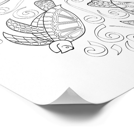 OrnaMENTALs #0026 Sea Turtle Splash Farbe Ihre eig Poster (Ecke)