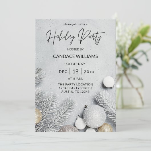 Ornamente & Blätter Feiertage Einladung (Stehend Vorderseite)