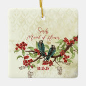 Ornamente der Roten Vintagen Vögel Trauzeugin (Vorderseite)