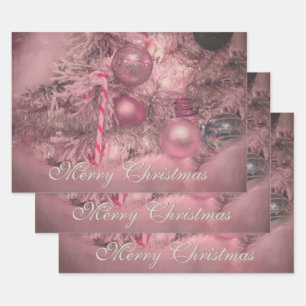 Ornamente Frohe Weihnachten Rosa Silver Holiday Tr Geschenkpapier Set