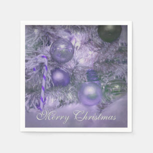 Ornamente Frohe Weihnachtsbaum Lila Urlaub Serviette