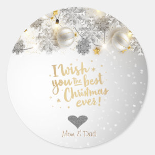 Ornamente Ich wünsche Ihnen das beste Weihnachtsfe Runder Aufkleber