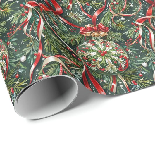 Ornamente in Tree & Satin Geschenkpapier (Rolleneckpunkt)