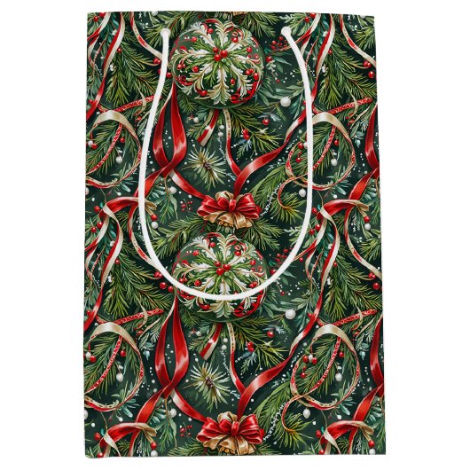 Ornamente in Tree & Satin Mittlere Geschenktüte (Vorderseite)