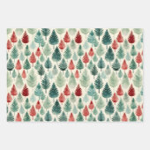 Ornamente, Kiefernbäume Weihnachtsmuster Aquarell Geschenkpapier Set (Vorderseite 2)