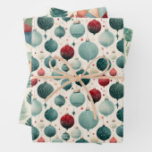 Ornamente, Kiefernbäume Weihnachtsmuster Aquarell Geschenkpapier Set (Beispiel)