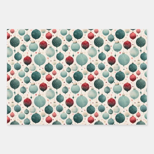 Ornamente, Kiefernbäume Weihnachtsmuster Aquarell Geschenkpapier Set (Vorderseite)