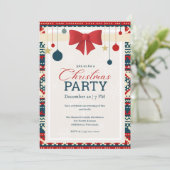 Ornamente Red Bow Ugly Sweater Feier Einladung (Stehend Vorderseite)