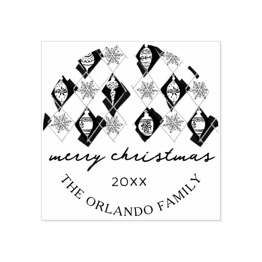 Ornamente Schneeflocken Frohe Weihnachtsschrift Gummistempel (Prägung)