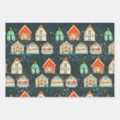 Ornamente, Schneehäuser und Weihnachten Kariert Geschenkpapier Set (Vorderseite 2)