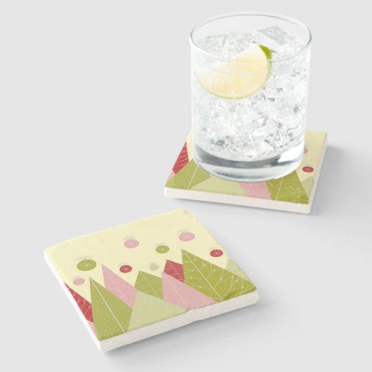 Ornamente und Bäume Weihnachten Steinuntersetzer (Seitenansicht)