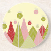 Ornamente und Bäume Weihnachts-Illustration Getränkeuntersetzer (Vorne)