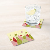 Ornamente und Bäume Weihnachts-Illustration Rechteckiger Pappuntersetzer (Vor Ort)