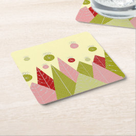 Ornamente und Bäume Weihnachts-Illustration Rechteckiger Pappuntersetzer