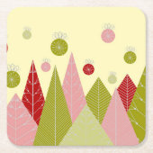 Ornamente und Bäume Weihnachts-Illustration Rechteckiger Pappuntersetzer (Vorderseite)