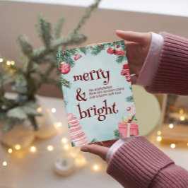 Ornamente und Geschenke Merry und Helle Feiertagskarte