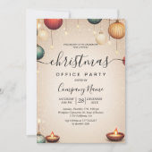 Ornamente und Kerzen Beige Weihnachtsbüros Party Einladung (Vorderseite)