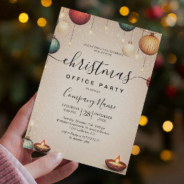 Ornamente und Kerzen Beige Weihnachtsbüros Party Einladung