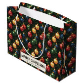 Ornamente und Kiefernbrunnen Brauch süß Weihnachte Große Geschenktüte (Rückseite Schrägansicht)