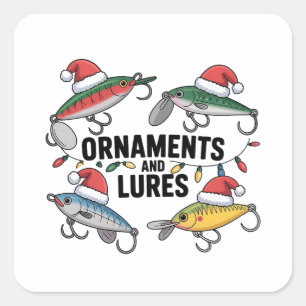 Ornamente und Lures Weihnachten Quadratischer Aufkleber