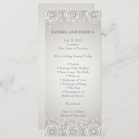 Ornamente und Perlen | Hochzeitskalender Programm (Vorne/Hinten)