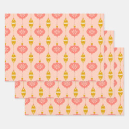 Ornamente und Perlen Rosa Geschenkpackung 3 Packun Geschenkpapier Set