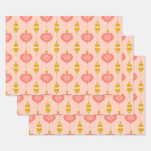 Ornamente und Perlen Rosa Geschenkpackung 3 Packun Geschenkpapier Set