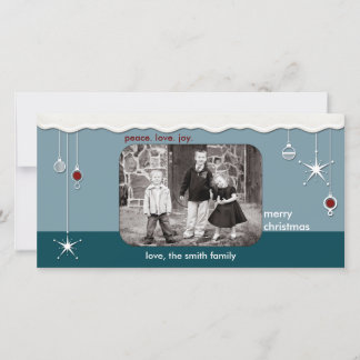 Ornamente und Schnee Weihnachtsgrüße Feiertagskarte