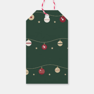 Ornamentgirlanden und Sterne auf Grün Geschenkanhänger